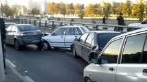 تصادف زنجیره‌ای وحشتناک ۴ خودرو در این محور 