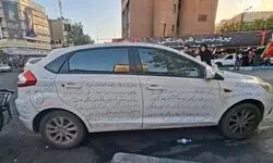 شعار نویسی روی یک ماشین چینی علیه مذاکرات  + عکس 