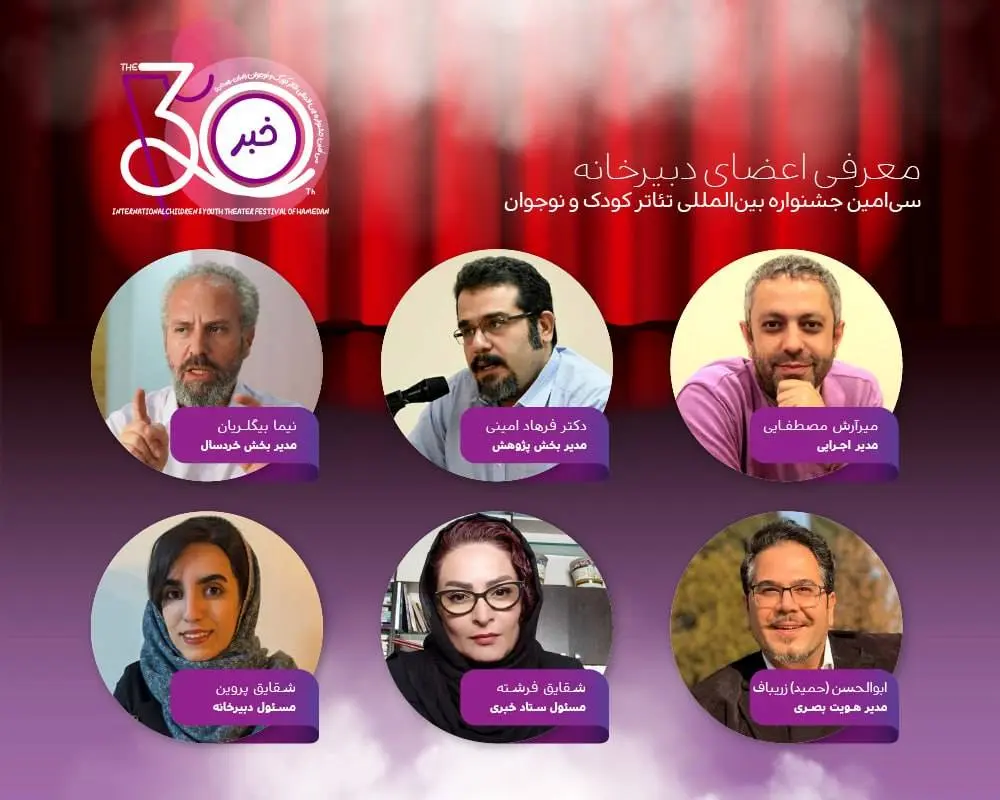 معرفی اعضای دبیرخانه برگزاری سی‌امین جشنواره بین‌المللی تئاتر کودک و نوجوان همدان
