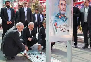 حضور پزشکیان بر مزار شهید حاجی‌زاده