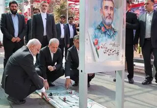 حضور پزشکیان بر مزار شهید حاجی‌زاده
