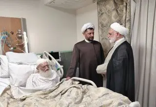 عیادت حجت‌الاسلام محسنی اژه‌ای از آیت‌الله نوری همدانی