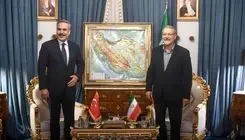 دیدار وزیر امور خارجه ترکیه با علی لاریجانی
