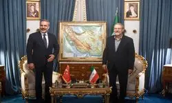 دیدار وزیر امور خارجه ترکیه با علی لاریجانی