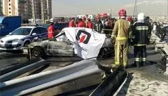 برخورد هولناک مینی‌بوس و 2 خودروی سواری در در بزرگراه آیت الله سعیدی تهران