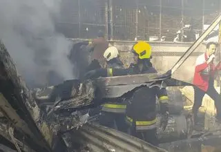 تصاویر هولناک از سقوط و آتش سوزی هلی‌کوپتر ارتش ایران