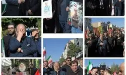 حضور محمد شریعتمداری در مراسم تشییع پیکر داماد رهبر شهید انقلاب