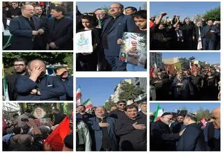 حضور محمد شریعتمداری در مراسم تشییع پیکر داماد رهبر شهید انقلاب