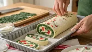 طرز رولت اسفناج و پنیر سه سوته و خوشمزه