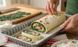 طرز رولت اسفناج و پنیر سه سوته و خوشمزه