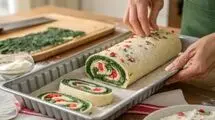 طرز رولت اسفناج و پنیر سه سوته و خوشمزه