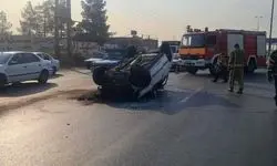 تصادف شدید در شرق تهران/ راننده سمند به بیمارستان منتقل شد+تصاویر