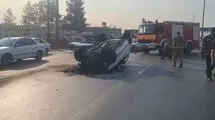 تصادف شدید در شرق تهران/ راننده سمند به بیمارستان منتقل شد+تصاویر