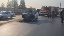 تصادف شدید در شرق تهران/ راننده سمند به بیمارستان منتقل شد+تصاویر