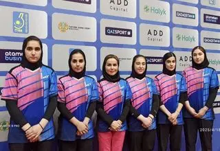 پیروزی دختران پینگ پنگ باز جوان ایران مقابل میزبان مسابقات آسیای میانه
