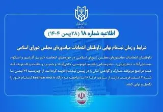داوطلبان انتخابات میان‌دوره‌ای مجلس تا ۲ اسفند ثبت‌نام را نهایی کنند
