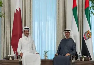 دیدار امیر قطر و رئیس امارات پیش از سفر ترامپ به منطقه
