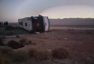 واژگونی هولناک اتوبوس در کرمانشاه