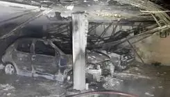 آتش سوزی یک ساختمان چهار طبقه در بزرگراه رسالت