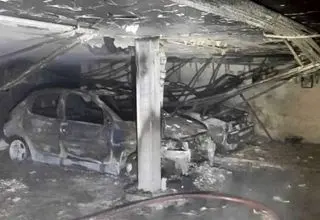 آتش سوزی یک ساختمان چهار طبقه در بزرگراه رسالت