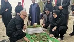 ادای احترام مهاجرانی به شهدای مدرسه شجره طیبه میناب