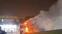 مهار آتش‌سوزی تانکر گاز در غرب زاهدان
