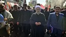 حضور آیت الله آملی لاریجانی در تشییع رهبر شهید ایران