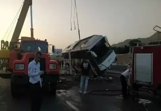 جزئیات تصادف اتوبوس مسافربری در محور نی‌ریز