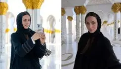 عکس با حجاب بازیگر مشهور و جنجالی هالیوود در مسجد شیخ زاید