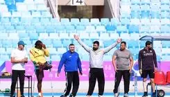 رقابت دو ایرانی با خسروی در پرتاب وزنه/ اسبقیان نظاره‌گر مسابقات دوومیدانی