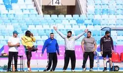 رقابت دو ایرانی با خسروی در پرتاب وزنه/ اسبقیان نظاره‌گر مسابقات دوومیدانی